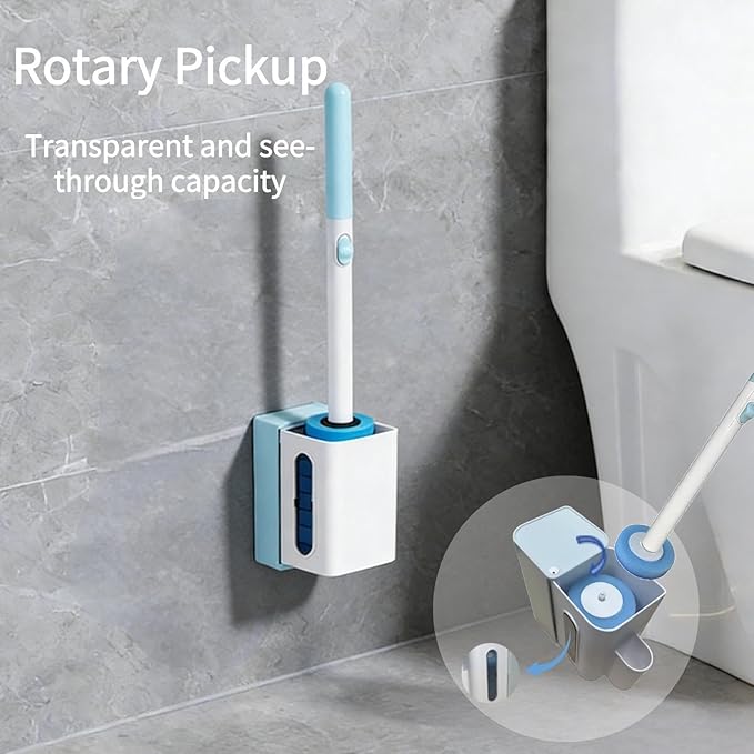 Disposable Toilet Brush Cleaning System Includes 56 Detergent Refills Hygienic Replaceable Brush Heads Wall-Mounted Rotating Holder Set Bathroom Maintenance Toilet Cleaner