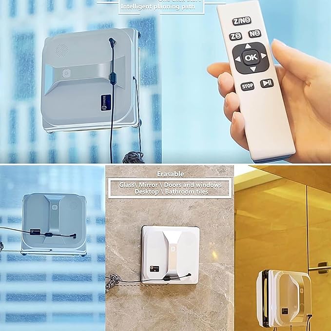 Window Cleaning Robot 3000Pa Great Vacuum Suction Smart Window Cleaning Robot for Glass Mirrors &amp Tile - Commercial/Household Automatic Robot High-Rise Glass Cleaner