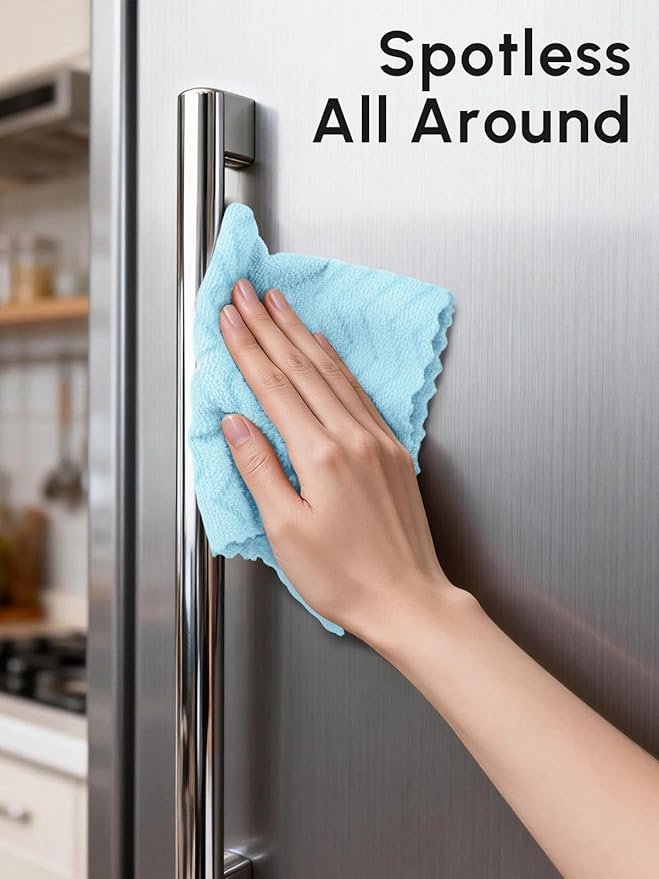 Microfiber Cleaning Cloths Roll 75 Pack Tear Away Microfiber Towels Roll 12 x 12 Lint Free Rags Reusable Cleaning Cloths Washable Scratch FreeUltra Absorbent Dish Rags(Blue Ripple)