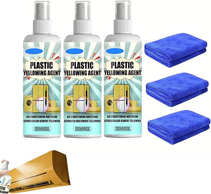 All Purpose Cleaner 100ml Heavy Duty Yellow Stain Remover Appliance Shine Restoring Deodorizer for Air Conditioner Toilet Seat Home Appliances Plastic Surface Cleaner (3PC)