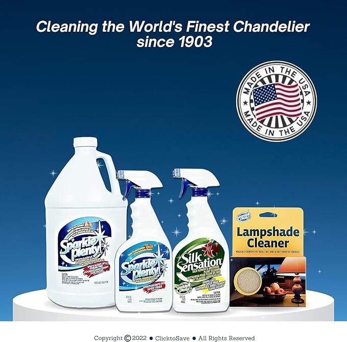 Sparkle Plenty Chandelier Cleaner Drip Dry Spray No Wipe -Dust Remover &amp Streak Free Glass Cleaner Spray for Crystal Chandelier &amp Window Screen -Versatile Household Cleaning Supplies (32 oz 1
