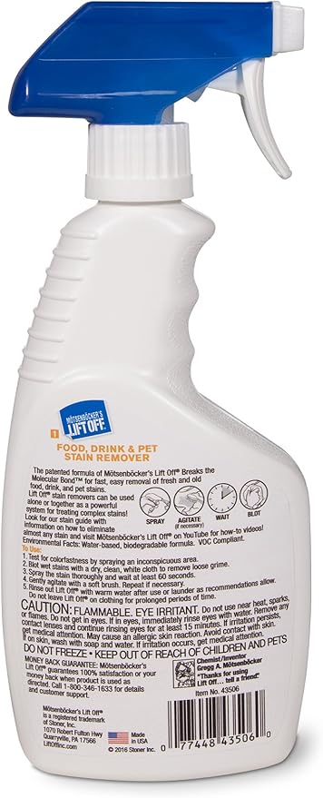 Motsenbocker’s Lift Off 99089 3-in-1 Stain Removal Kit 16-Ounce Spray Bottles Fast and Easy Removal of All Types of Stains Use for Pre-Wash Laundry Treatment Safe on Non-Washables Low VOCs Set of 3