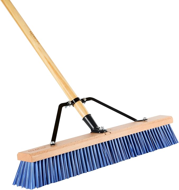 Restaurantware-BROOM HEAD ONLY: Clean Tek Professional 24-Inch Broom Head 1 Heavy-Duty Push Cleaning Tool - Handle And Brace Sold Separately Heavy Plastic Bristles Wooden Commercial Use