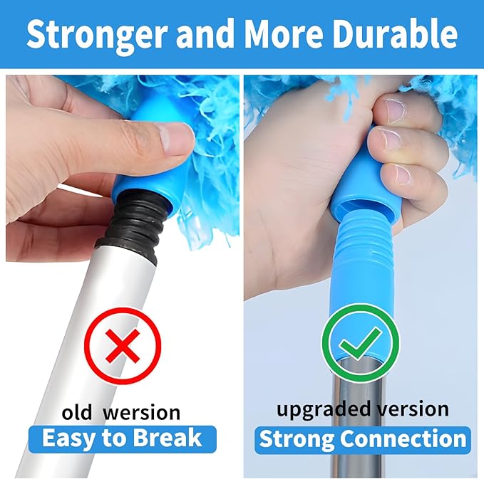 Ceiling Fan Cleaner Duster &amp Cobweb Duster with Extension Pole 15 -100 Reusable Microfiber Ceiling Fan Blade Cleaner Removable Duster (Blue) for Cleaning High Ceiling Fan Interior Roof Spider We