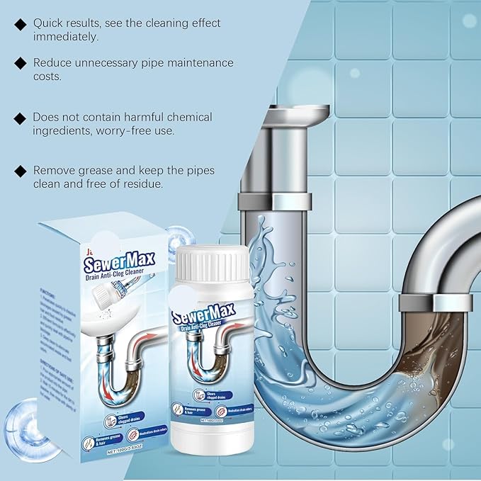 Drain Pipe Unclogging Cleaner - Rapidly Dissolve Hair Grease &amp Food Residue Prevent Blockages &amp Eliminate Odors(3PCS)