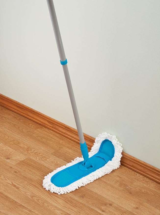 Lightweight Flexible Floor Mop with Reusable Microfiber Cleaning Pad Telescoping to 49” Long