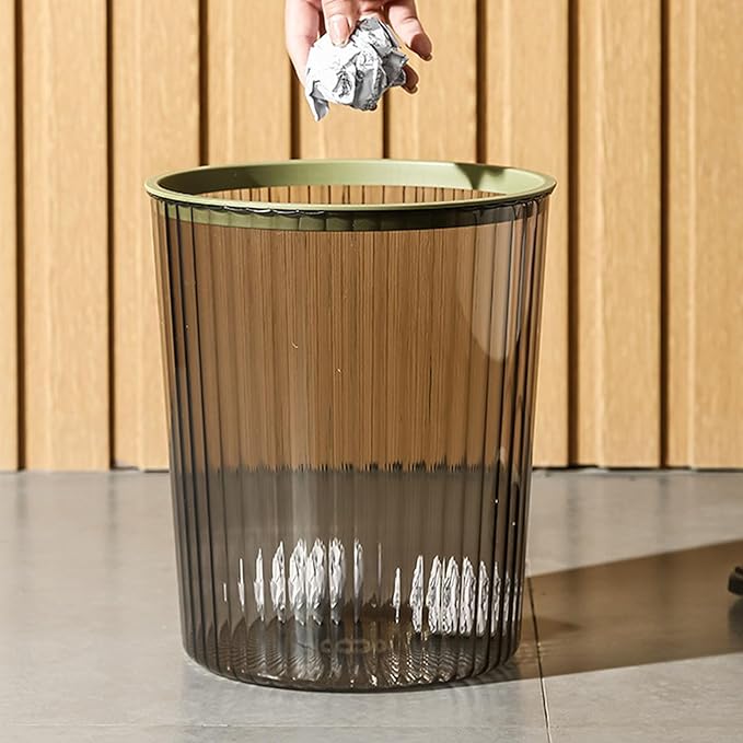 Small Trash Can Green Wastebasket Plastic Garbage Container Basket Office Trash Can Kitchens Garbage Can Bedroom Plastic Wastebasket Round Garbage Container Bin for Bathroom(M)