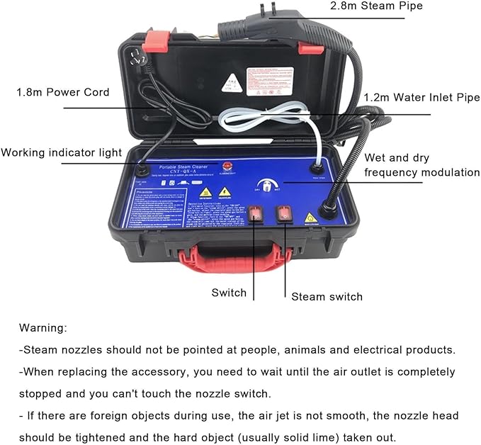 High Pressure Steam Cleaner - Portable Handheld Steamer with Hot and Cold Water Mode Tankless Design for AC Range Hood and Car Cleaning