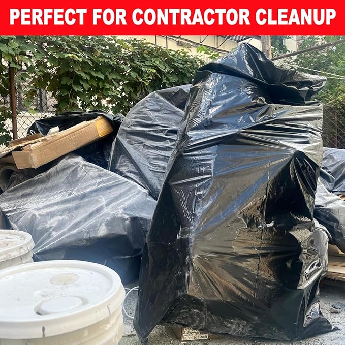 Trash Bags 30-33 Gallon Contractor 2 MIL Heavy Duty (Huge 108 Bags w/Ties) Construction Garbage Bags 32-33 Gallon Trash Bags Heavy Duty Garbage Bags Extra Large Trash Bag for Industrial &amp Commer