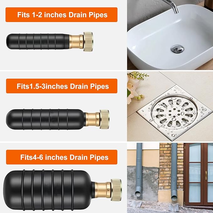 Tissting 3 Pcs Drain BladdersRubber Bladder Drain CleanersFits 1 to 6 Drain PipeUnclogs Stubborn Blockages in Bathroom Sinks Shower Drains Bathtubs Plumbing Pipes