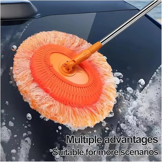 1 Set of Retractable Wet and Dry Ceiling Mop with 4 Heads Dust  Floor Wall Tile Glass Window Car Cleaning