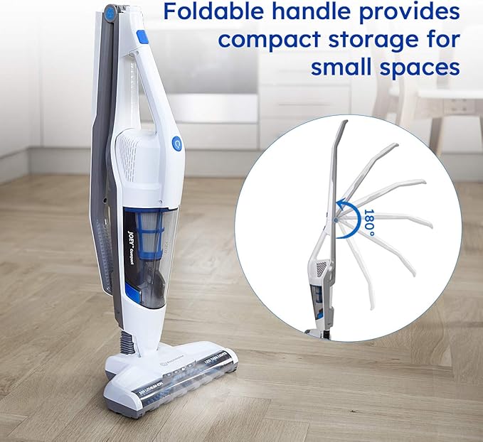 Vacmaster VSD1801 Cordless Handheld &amp Stick Vacuum Cleaner 2 in 1 Rechargeable Li-ion Battery Powerful Lightweight for Hardwood Floor Carpet and Pet Hair White