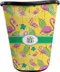 Personalized Pink Flamingo Waste Basket - Double Sided (Black)