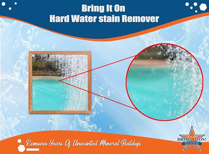 BRING IT ON! CLEANER Hard Water Stain Remover - Soap Scum Calcium Lime Scale Remover for Shower Door Tile Glass Fiberglass Bathroom Sink Stone Door 32 Ounce