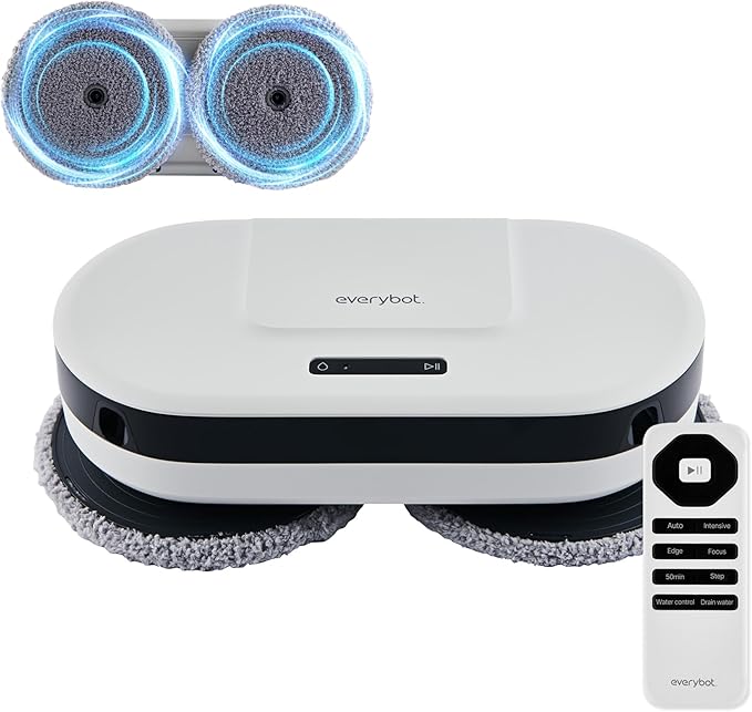 EVERYBOT EDEG2 Robot Mop Cleaner for Hard Floors Dual Spin Powerful Mopping Removes Dust &amp Stains Quiet Fast Cleaning Slim Design for Under Furniture Remote Control Included (No Wi-Fi/APP)