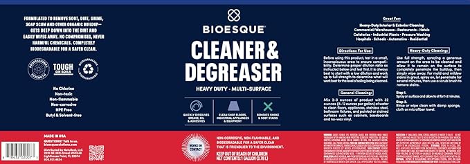 Bioesque Heavy Duty Multi-Surface Cleaner &amp Degreaser Concentrated Professional Formula 1 Gallon (Pack of 4)