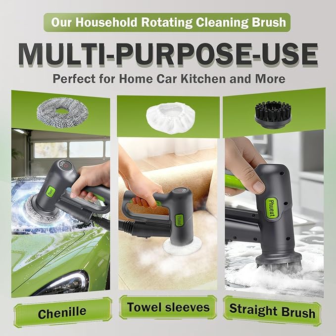 10-in-1 Electric Spin Scrubber Grill Brush with 2X Higher Cleaning Efficiency Electric Spin Scrubber for Cleaning with Steam Function(Steam Cleaner Not Included)