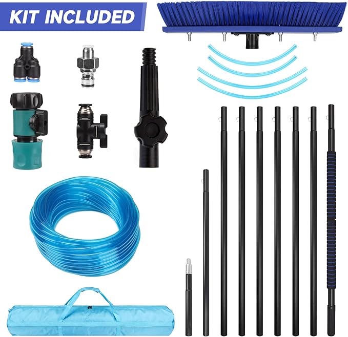Solar Panel Window Cleaning Brush and Pole 26FT Adjustable Window Cleaner Brush &amp Water Fed Pole Kit Solar Panel Cleaning System Window Washing Equipment Tool