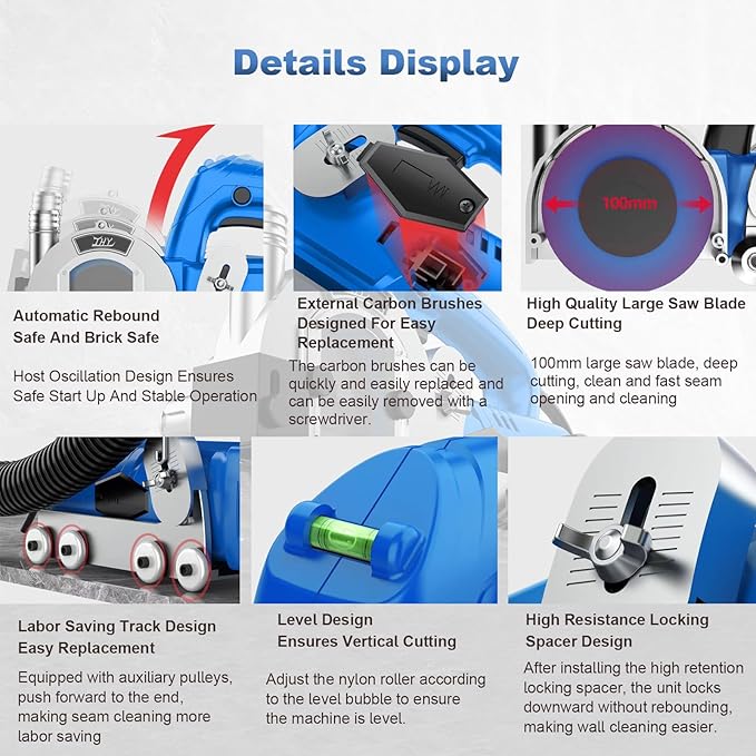 Electric Grout Removal Tool Tile Grout Remover Machine with for Cleaning Grout Between Tiles Floor DIY Regrouting Tool