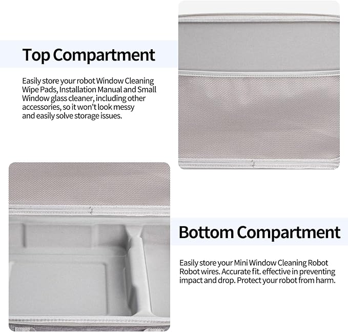 Hard Organizer Bag for Ecovacs mini window cleaning robot Protective Carrying Case(35 * 25.5 * 8.5CM/13.77 * 10 * 3.34inch) (Grey)