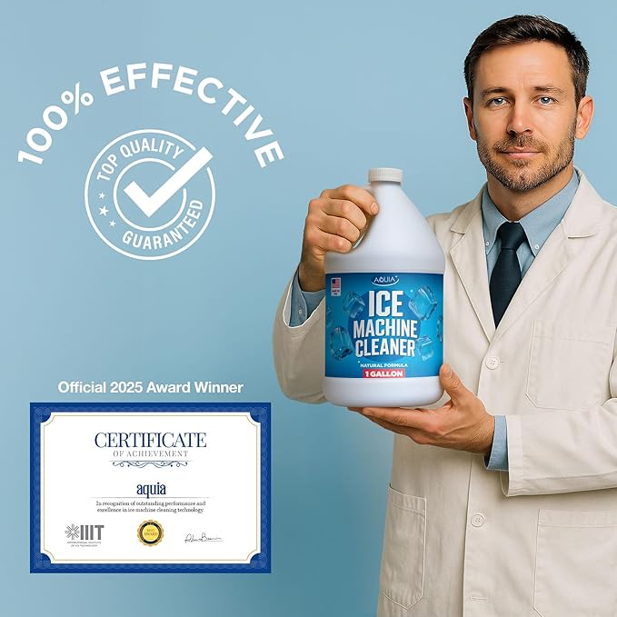 Ice Machine Cleaner and Descaler Gallon | Ice Maker Cleaner for All Brands Opal Scotsman Manitowoc Affresh etc. Countertop Icemaker Cleaners Solution | Icemaker Cleaners and Descaler 100% Active!