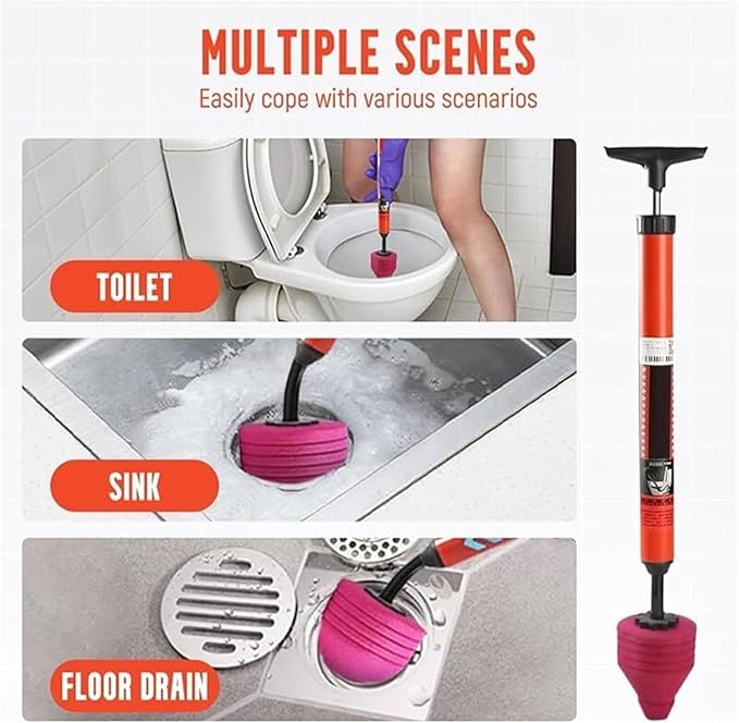 Compatible for 1pc Toilet Suction Cup Multi-Purpose Through The Bathroom Drain Fast Unclogging Powerful Pneumatic Cleaner Pipe Unclogger(2pcs Red)