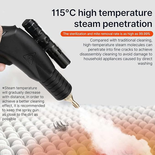 1700W Professional Handheld Steam Cleaner - High Temperature Portable Steamer with Tankless Design 8 Attachments for Heavy Duty Home Cleaning Car Detailing &amp Engine Degreasing