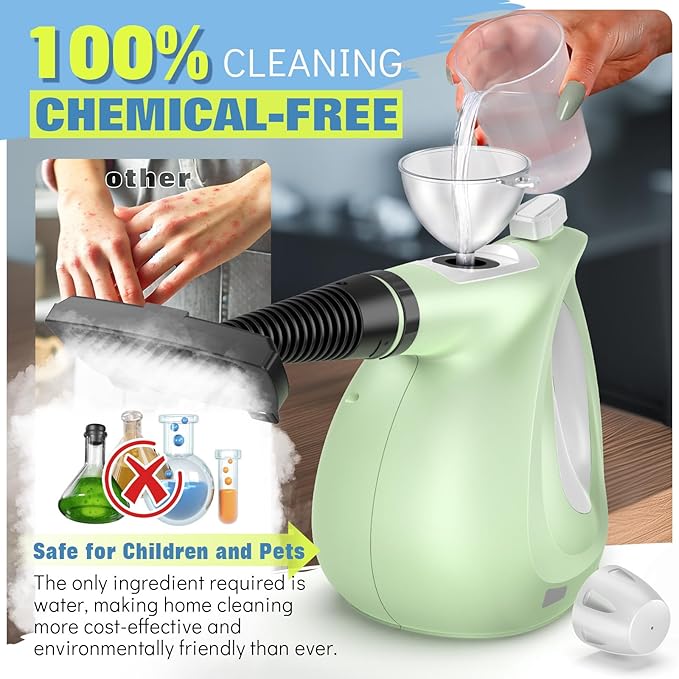 Steam Cleaner Powerful Pressurized Handheld Steam Cleaner for Home with 11-Pc Set – Chemical-Free Multi-Surface Steamer for Effective Cleaning Perfect for Furniture Upholstery Grout Couch &amp C