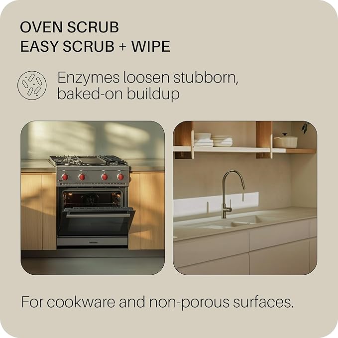 Everneat Oven Cleaning Kit: Natural Oven Cleaner and Kitchen Cleaner | Heavy Duty Oven Cleaner &amp Oven Rack Cleaner Kit | Fume-free &amp Safe to Clean All Ovens (Bloom) | Refillable Plastic Jar &a