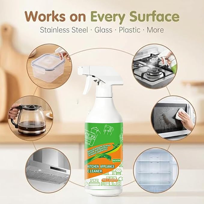 Fly Cleanse Natural Formula to Household Appliances Fly Cleanse Kitchen Cleaner Spray Electrolyzed Ion Kitchen Cleaner Spray Multi-Purpose Cleaning Spray for Stove Oven Grease Stains Remover (2PCS)