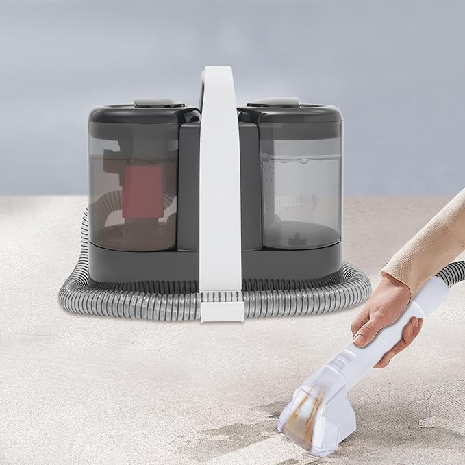 450W Carpet Cleaner Machine Multi-Purpose Portable Carpet and Upholstery Cleaner Car and Auto Detailer Portable Carpet Spot Cleaner with 2 Brushes for Home Pet Shops Hotels