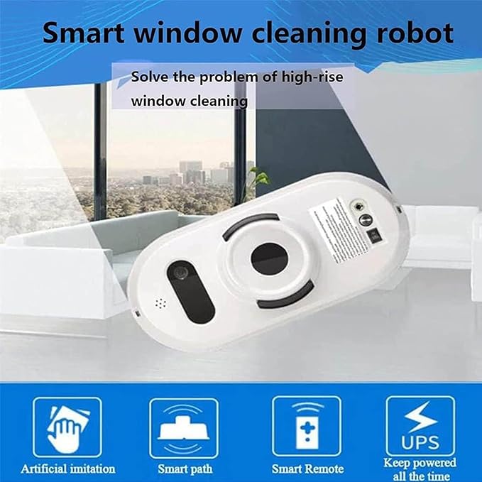 Window Cleaner Robot Two-Way Water Spray Smart Window Cleaner with 6000pa Strong Suction Glass Cleaning Automatic System &amp 3 Cleaning Modes for Windows/Tiles/Glass Door