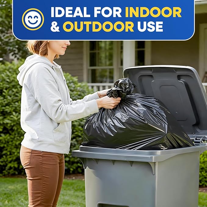 55 Gallon Trash Bags 37 x 50 Black Garbage for Heavy Industrial Use Contractor Bags 4 Mil Black 100/Case
