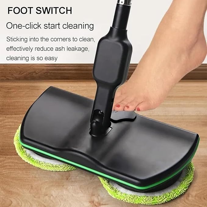 Electric Spin Mop Cordless Floor Scrubber &amp Polisher Powerful Dual Motor Cleaner for Home Kitchen Lightweight Handheld Design Adjustable Extension HandleIncludes 4 PCS Cleaning Cloths