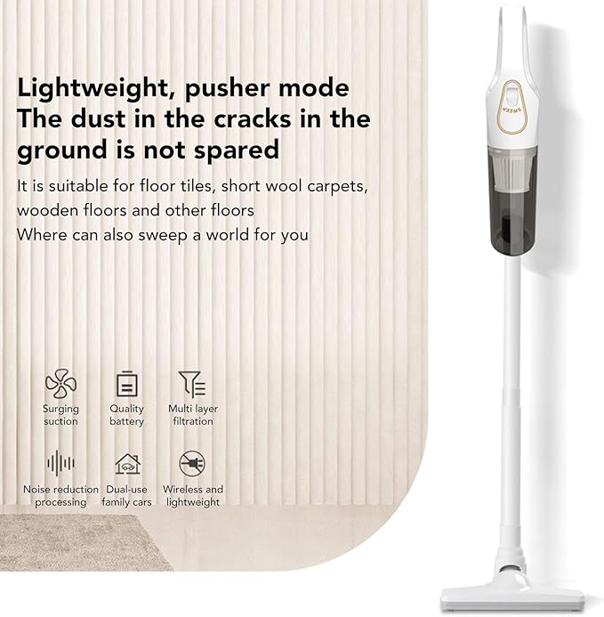Cordless Vacuum Cleaner Strong Suction Powerful Removable Handheld Stick Vacuum with 2000mAh Battery for Hair Cat Litter Hard Floors