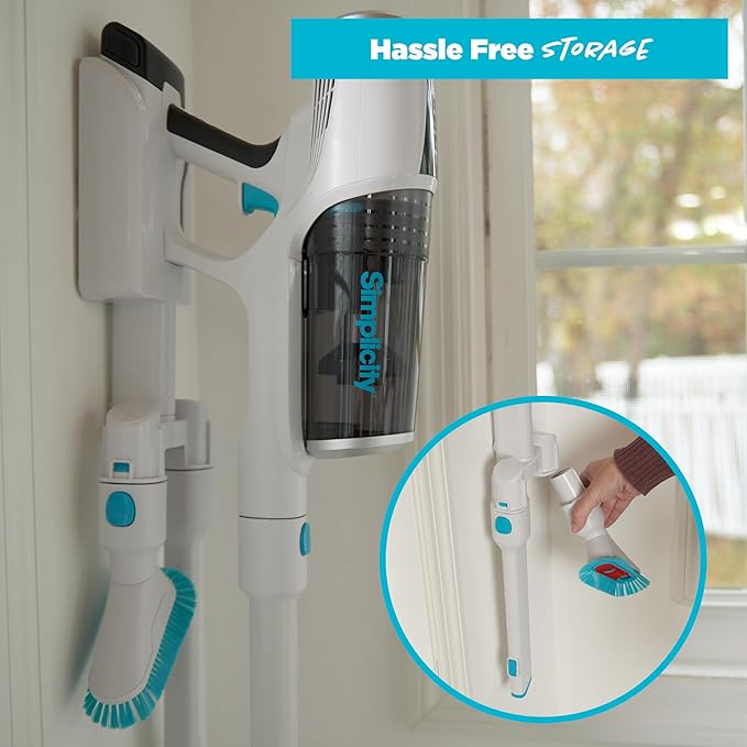 Simplicity Vacuums S67 Pet Bundle Cordless Stick Vacuum Cleaner and Motorized Pets Upholstery Tool Tackle Dog Hair and More on Hard Floor Rugs Couch and Stairs 3 Speed Power Light Weight Vacuum