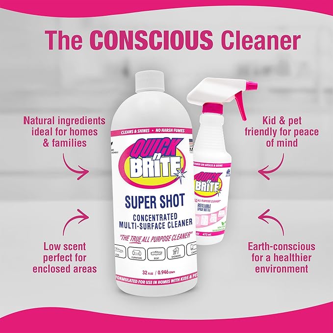 Quick 'n Brite Super Shot Liquid Cleaner True All Purpose Cleaner Concentrated 32 oz
