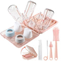 6 in 1 Baby Bottle Cleaner Set with Drying RackSilicone Baby Bottle BrushStraw BrushNipple BrushSoap Dispenser and Storage Box Portable Baby Essentials for Home&ampTravel(Pink)