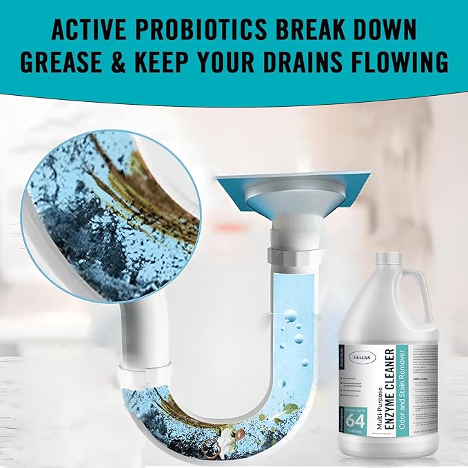 Multi-Purpose Probiotic Enzyme Cleaner Made in USA - Pet Stain and Odor Remover - Concentrated - Professional &amp Home Strength Drains Floors Bathrooms Toilets Trash Can (1 gallon Fresh fragra