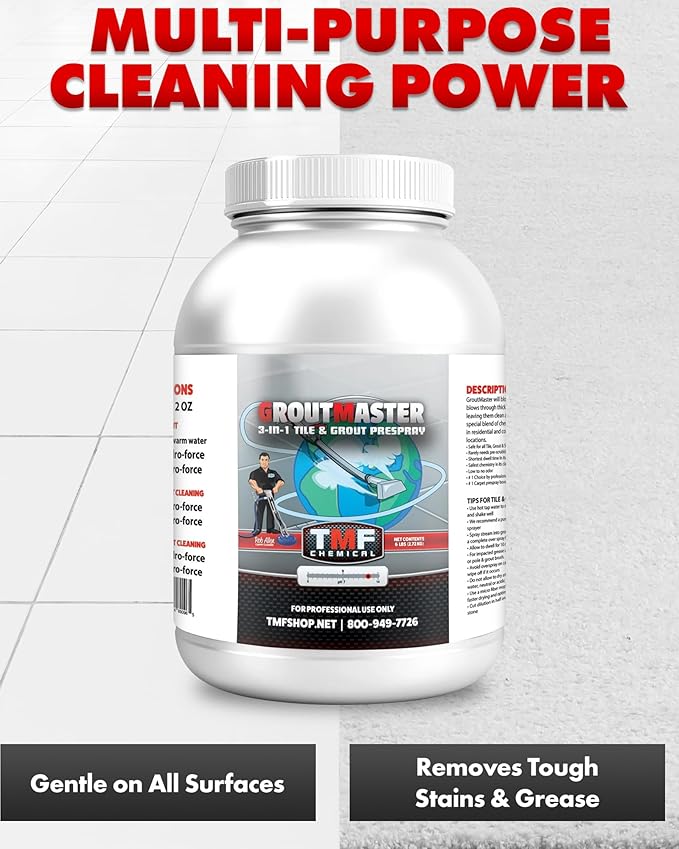 GroutMaster Tile &amp Grout Cleaner – Fast-Dissolving Powdered Solution for Deep Cleaning Concrete Stains Grease &amp Tough Stains Ideal for Residential &amp Commercial Use 6.5 lbs