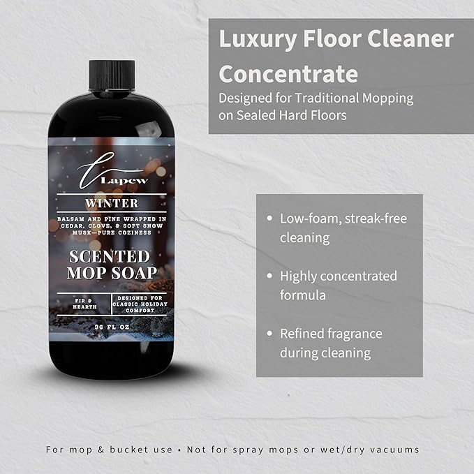 Lapew Winter Scented Mop Soap - Luxury Floor Cleaner Concentrate for Mopping Tile Laminate Vinyl &amp Hardwood | Streak-Free Low-Foam | 36 oz