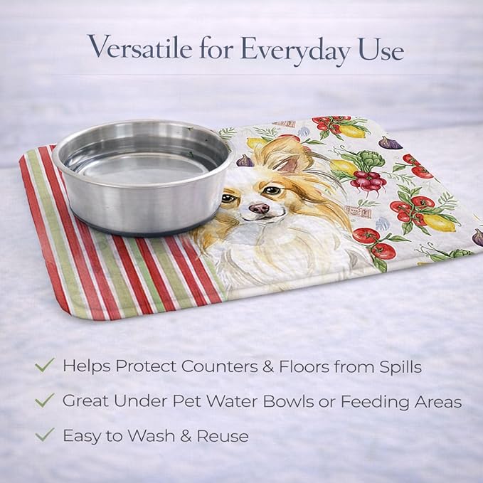 Caroline's Treasures Lemon and White Papillon Vegetables Dish Drying Mat Absorbent Dish Drying Mat Pad for Kitchen Counter Dish Drainer Mat for Countertop 14 x 21 Multicolor