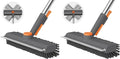 Floor Scrub Brush with Long Handle 3 in 1 Scrape and Heavy-Duty Stiff Bristle Scrubber Brush for Cleaning Shower Bathroom Patio Pool Garage Kitchen Wall and Deck (Gray 2 Pack)