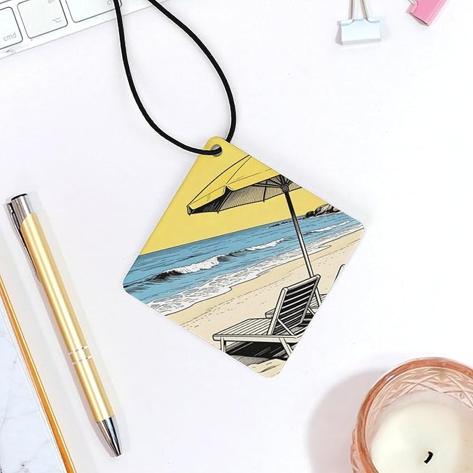 5PCS Car Air Freshener Hanging Personalized Double Sided Summer Beach Car Fresheners Long Lasting New Cars Scents Cute Automotive Freshies for Closets Drawers (tea)
