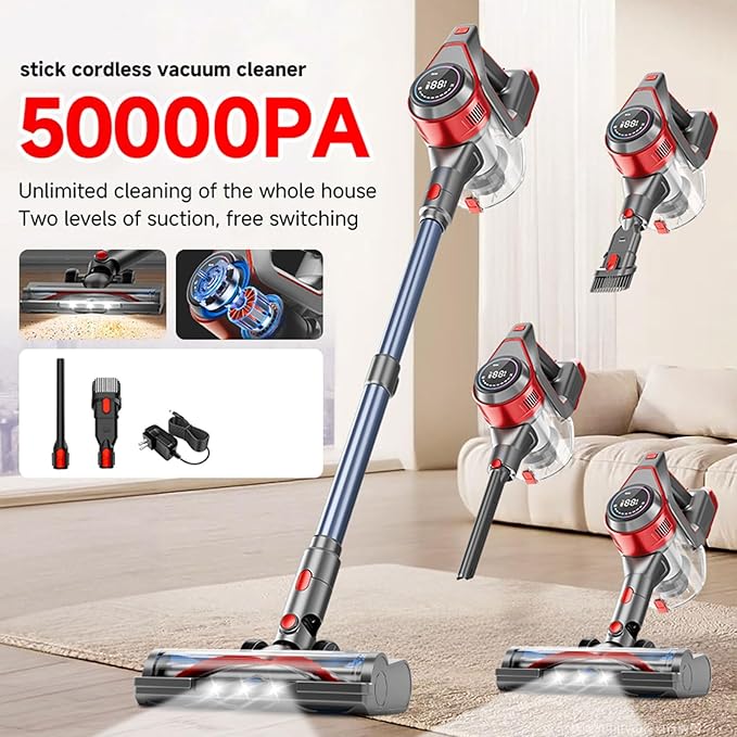 KIKETECH Cordless Vacuum Cleaner Stick Vacuum Cleaners for Home Handheld Vacuum Cleaners for Home for Pet Hair/Carpet/Floor Y5