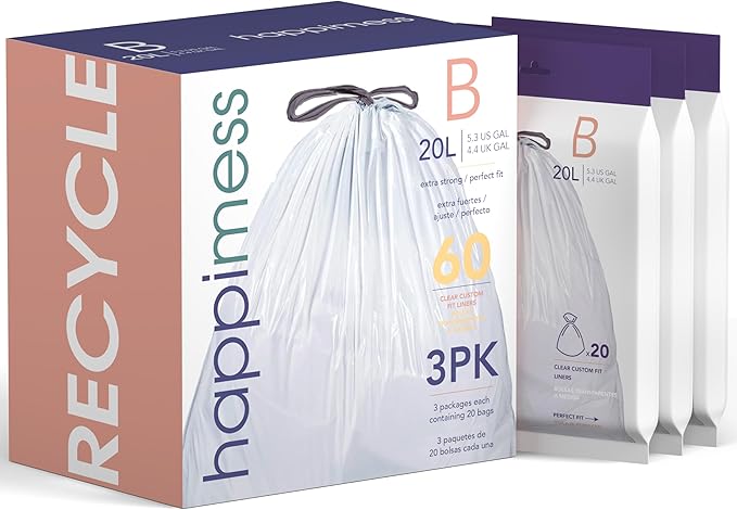 Eyely MPH3000B-CLEAR Phoenix 5.3-Gallon Drawstring Unscented Trash Can Liner Clear (60-Count 3-Packs of 20 Liners)