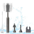 Electric Baby Bottle Brush Set with Rechargeable Electric Bottle Brush Cleaner and Replaceable Silicone Bottle Brushes and Straw Brush Cleaner Waterproof Multi-Purpose Cleaning Brush（Grey）