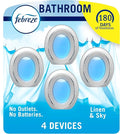 Febrezee Small Spaces Plug in Air Freshener Alternative for Home Odor Eliminator for Strong Odor 4 Count (Pack of 1) (Linen &amp Sky)