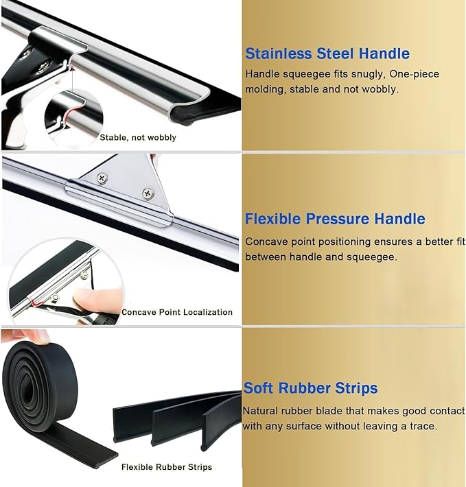 High Reach Glass Cleaning Kit with Squeegee/Microfiber Cloth Outdoor Window Washing Tool with Adjustable Long Pole for Third Floor/ 4S Showroom/Porch Ceiling(26.2ft/8M)