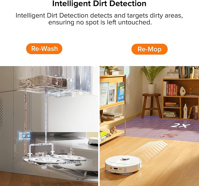 roborock Qrevo Pro Robot Vacuum and Mop with FlexiArm Design Edge Mopping Dynamic Hot Water Mop Washing and Auto Mop Drying Intelligent Dirt Detection 7000 Pa Suction Ideal for Carpets